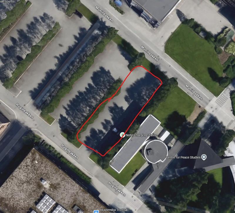 Bildet viser hvilken parkeringsplass som blir ber&oslash;rt. Omr&aring;det er markert med en r&oslash;d firkant